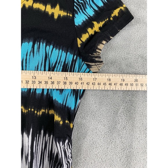 INC Womens Top Large Blue Black Multicolored Paisley Nylon C8 - Picture 5 of 9